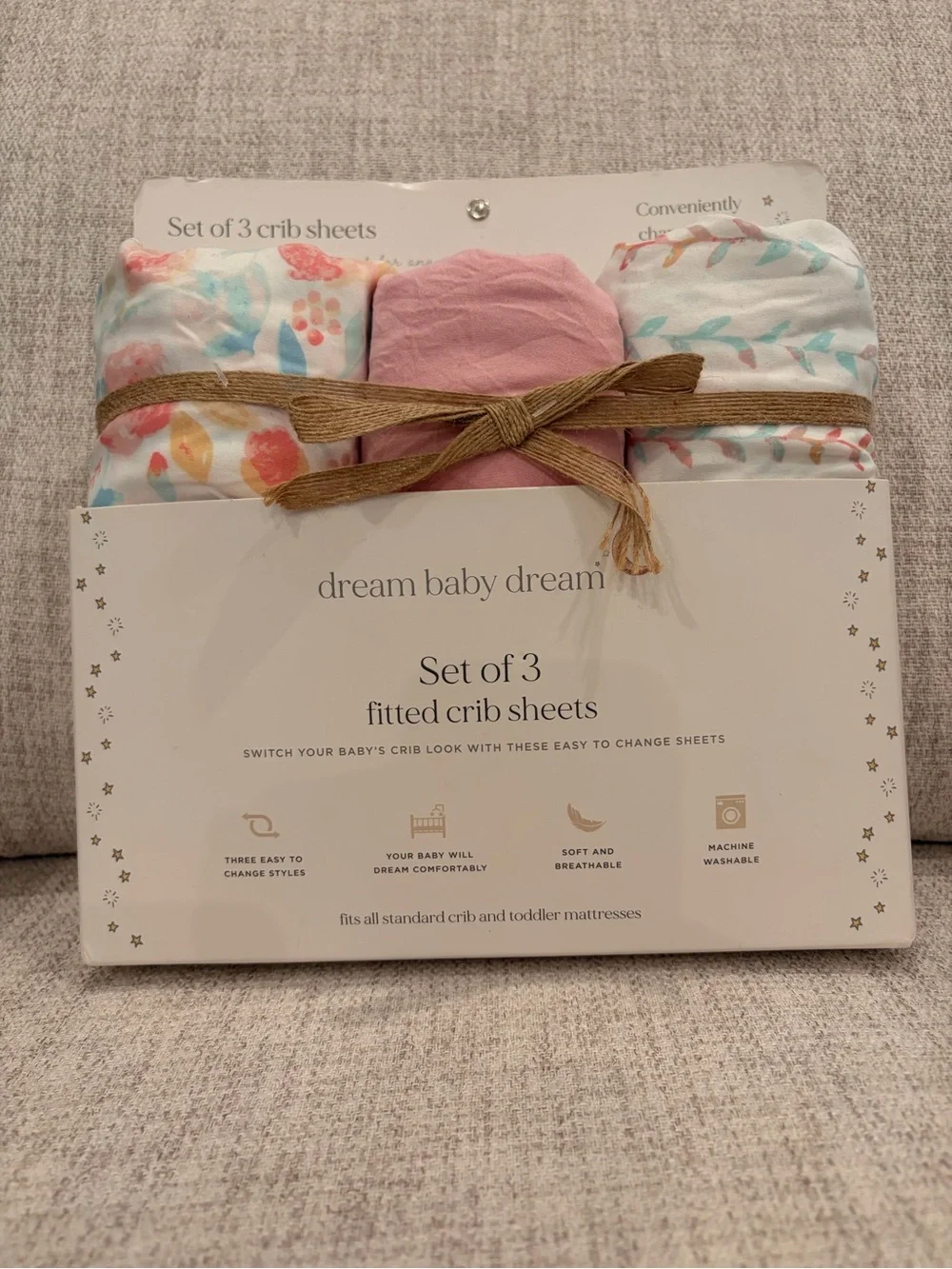 Dream Baby Dream Set of 3 Fitted Crib Sheets